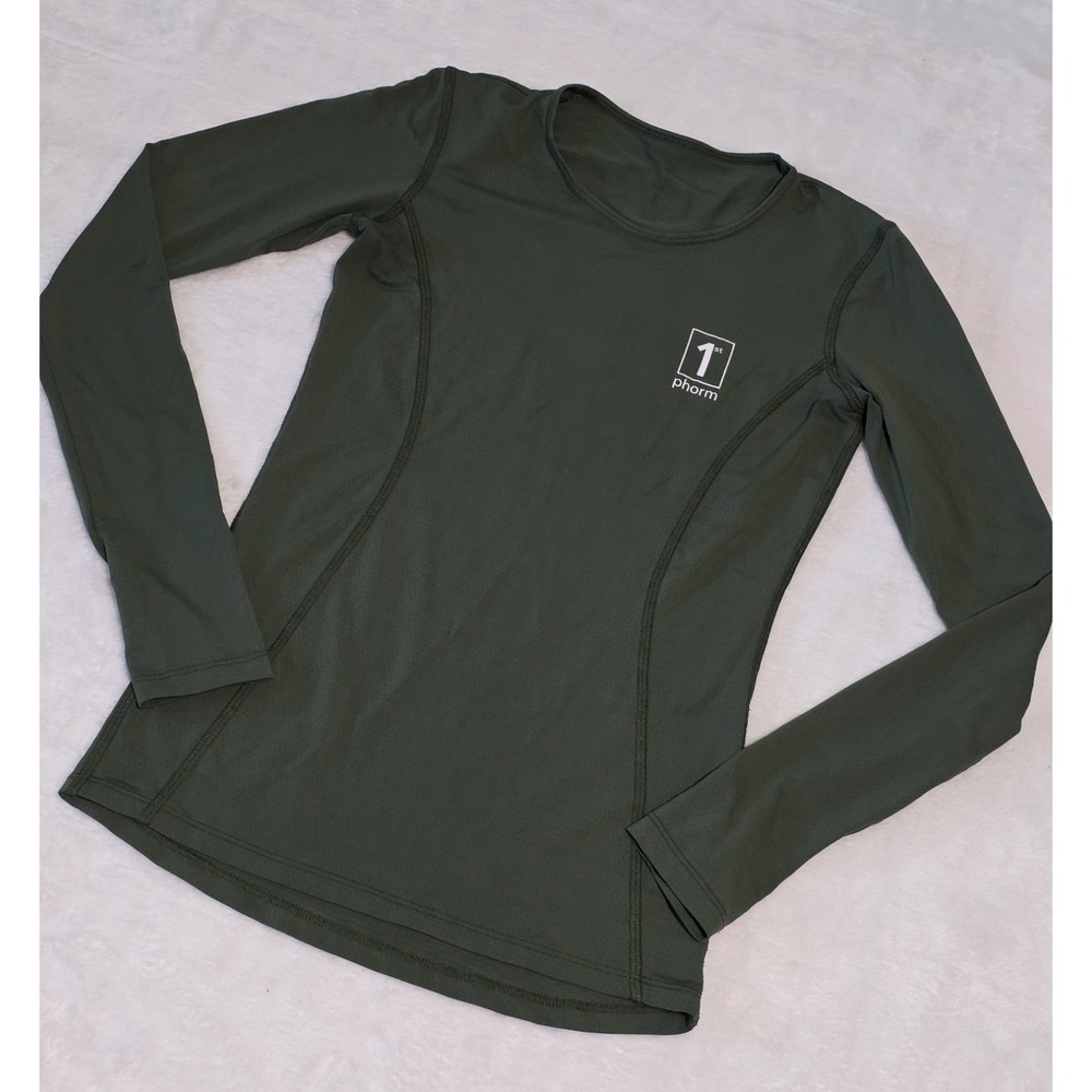 1st Phorm Womens XS olive green long sleeve athletic Breathable shirt stretch